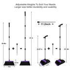 Broom and Dustpan Set, Upright Purple Broom with Dustpan Combo Set 51" Long Handle, Self Cleaning Dust Pan for Home, Kitchen and Office