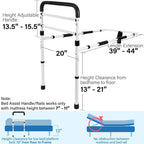 Vaunn Medical New Adjustable Bed Assist Rail Handle (Passed ASTM F3186–17 Safety Standard) and Hand Guard Grab Bar, Bedside Safety and Stability (Tool-Free Assembly)