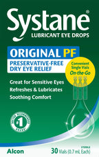 Systane Original Preservative-Free Lubricating Eye Drops for Sensitive Eyes, 30 Ct, Single Use Vials, Soothing Comfort, Sensitive, Dry Eye Relief, Refresh & Lubricate for On-The-Go Dry Eye Relief
