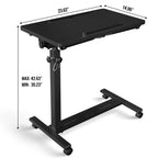 Eocnrhe Adjustable Overbed Bedside Table, Hospital Bed Table with Wheels, Portable Rolling Desk, Mobile Small Standing Desk, Rolling Laptop Stand, Computer Cart