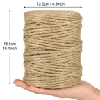 Tenn Well 5mm Jute Rope, 295 Feet 4Ply Twisted Thick Twine Rope for Gardening, Crafting, Packing, Bundling, Cat Scratching Post, Macrame Projects