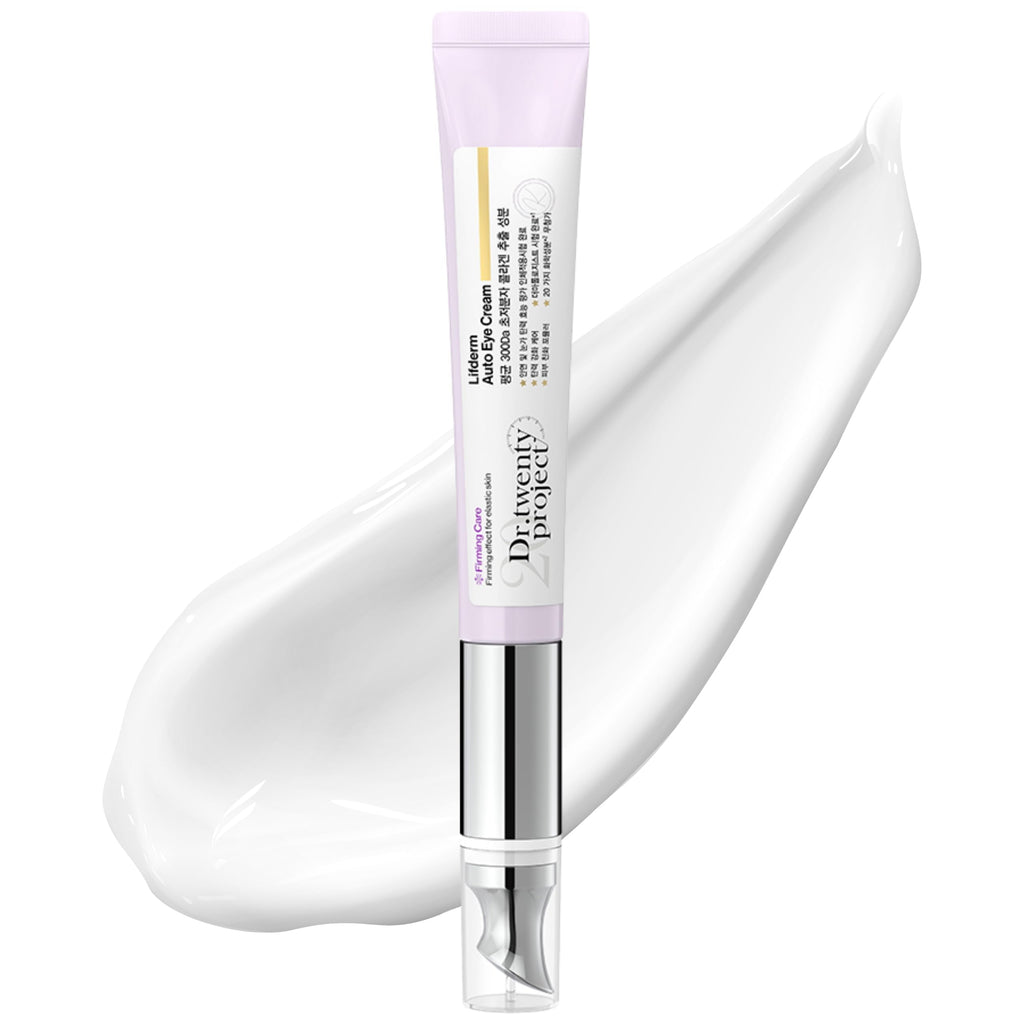 Dr.twentyproject Lifderm Eye Cream with Collagen & Vibrating Device for Wrinkles, Anti-Aging, Dark Circles – Lifting, Firming, Tightening, Depuffing, Nourishing Korean Skincare (20ml 0.6 fl oz)