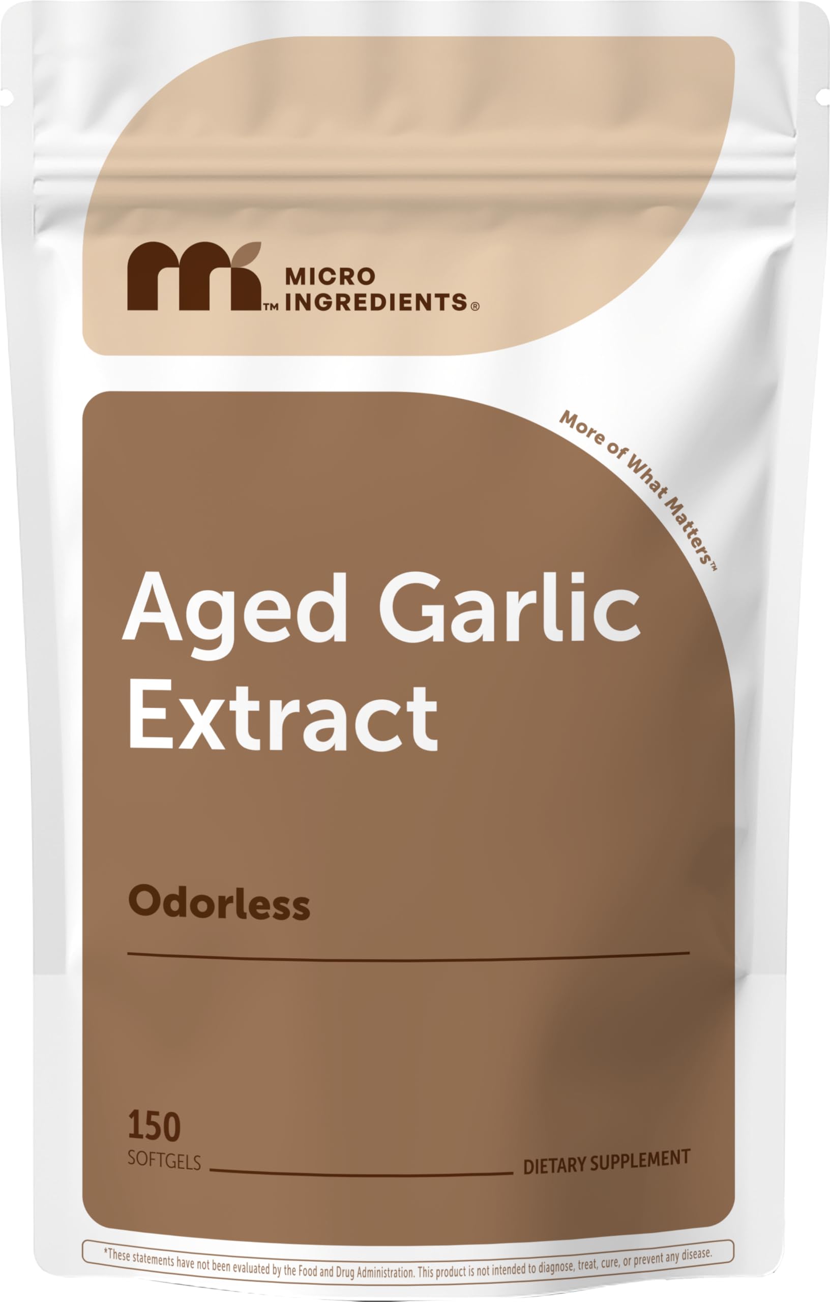 Micro Ingredients Odorless Garlic, 150 Softgels | 2 Years Aged Garlic Extract | Grown Allium Sativum Bulb | Natural Herbal Supplements | Non-GMO, Gluten Free