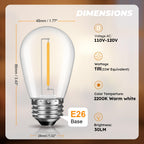 GvvooHome 36 Pack S14 LED Replacement Light Bulbs, Shatterproof Plastic 1W Outdoor String Light Bulbs for Patio, Garden, Waterproof, E26 Regular Medium Screw Base, Warm White
