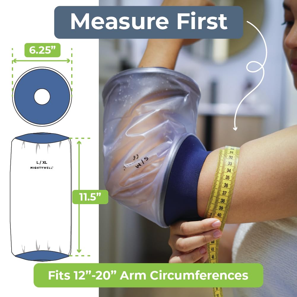 Mighty Well H2O Shield PICC Line Shower Cover – Reusable Waterproof IV & PICC Line Sleeve, Cast & Wound Protector for Upper Arm Showering, Large/X-Large