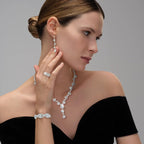 MEDOJO 10Pcs Silvery Rhinestone Jewelry Set for Women Bride Wedding Prom Jewelry Evening Rhinestone Sparkly Clutch Purse Bag Necklace Tennise Layered Bracelets CZ Ring Crystal Drop Earring Set