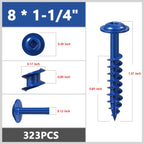 Wensilon (Blue) Pocket Hole Screws # 8 * 1-1/4" 323pcs 2lbs Square Hole Wood Screws and Round Head Square Hole self Tapping Screws are Suitable for Wooden use.150MM,60MM Drive bit Included.