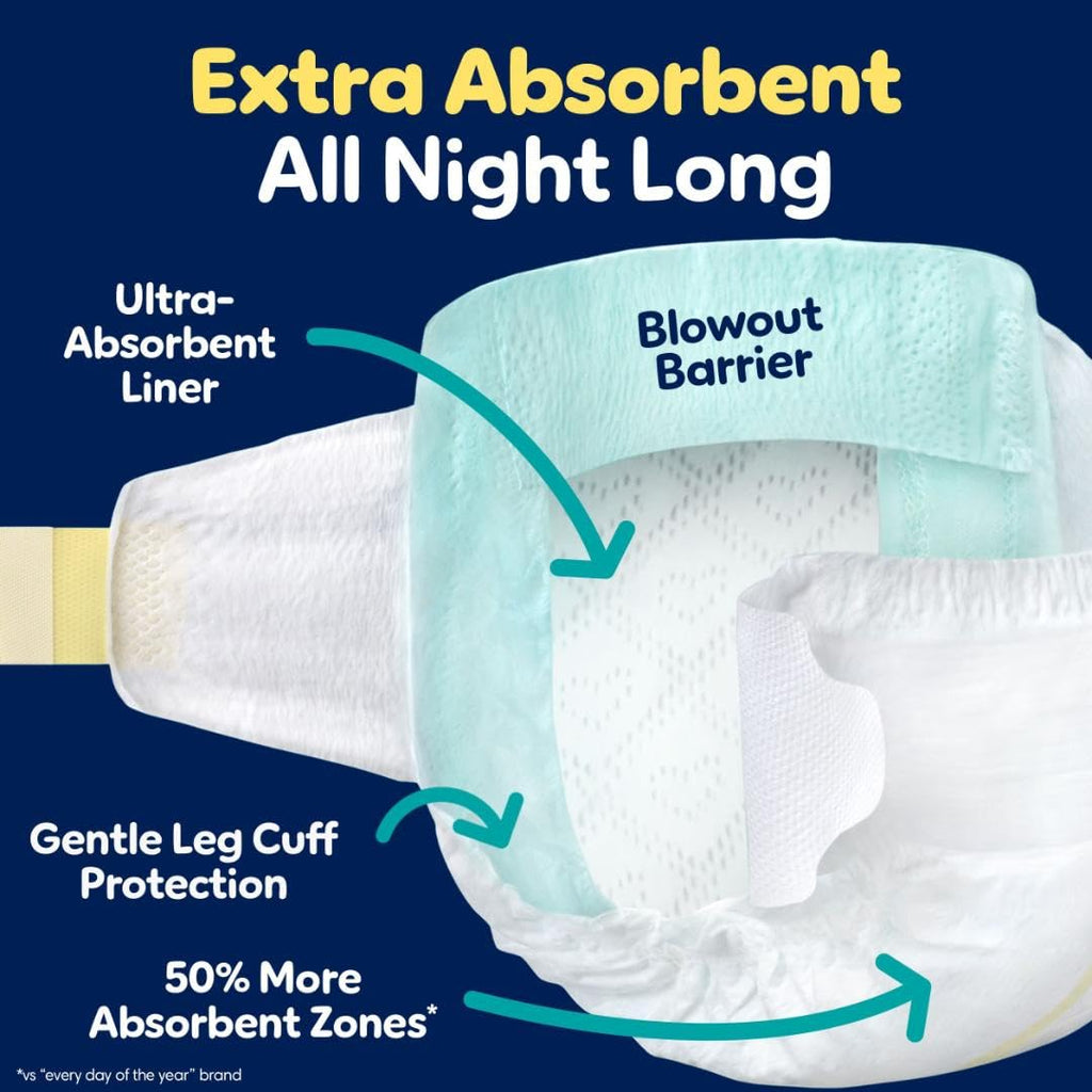 Pampers ZZZ Overnight Diapers, Size 5 (20-37 lbs), 50 Count, Nighttime Protection Disposable Baby Diaper