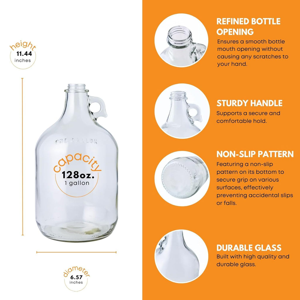 Glass Laundry Detergent Dispenser 4-Pack with Pumps | 1 Gallon Glass Jug