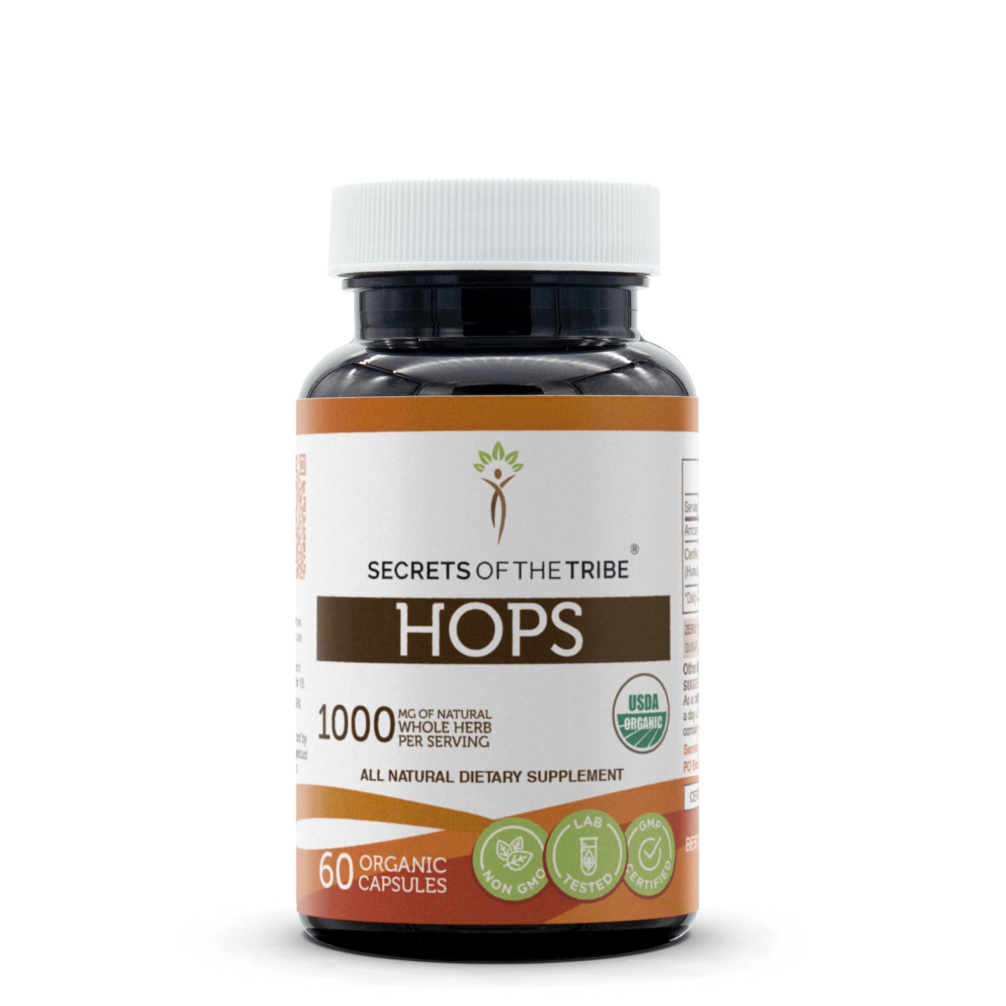 Secrets of the Tribe Hops USDA Organic Capsules | Certified Organic Vegetarian Capsules, Herbal Dietary Supplement | Humulus lupulus Dried Flower (60 Count)