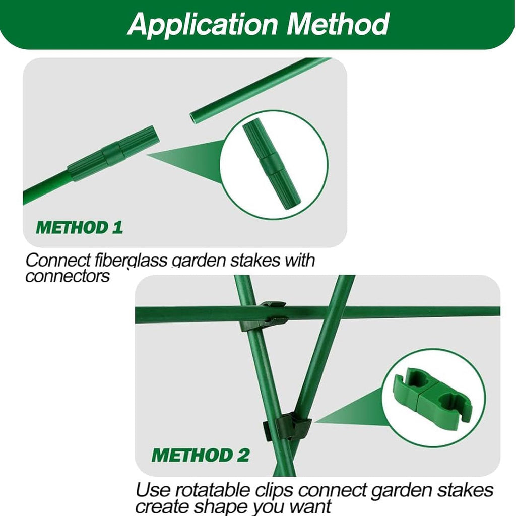 70Sets Garden Stakes Set 255pcs with 14 Inch Plant Sticks and Stake Arms, DIY 4ft 5ft 6ft 7ft 8ft Tomato Stakes, Garden Stakes for Vegetables Tomato Pepper Indoor Outdoor Plants