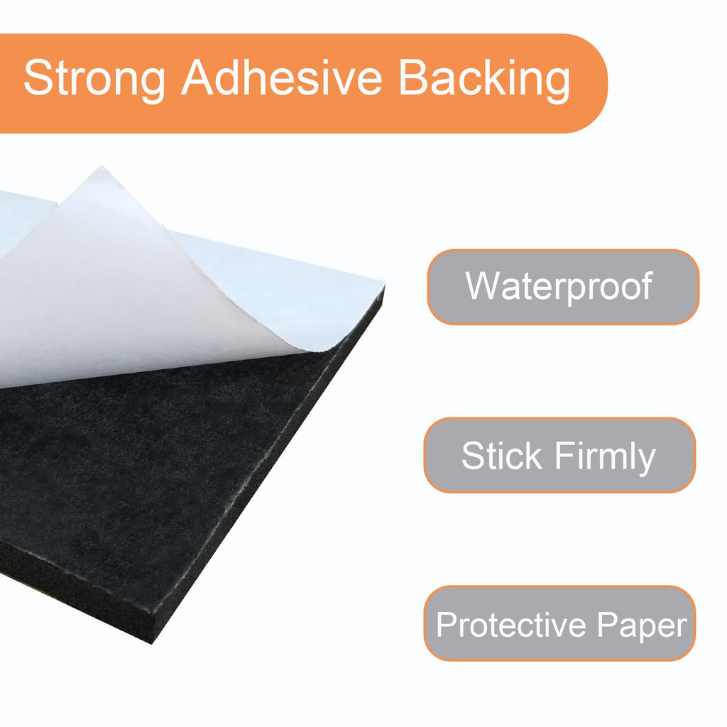 8 Pcs Black Adhesive Foam Pads Closed Cell Foam Sheets 1/4" Thick X 4" X 4"