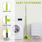 Broom and Standing Dustpan Set 50” Angle Broom with Long Handle Dust Pans for Kitchen Classroom Office Floor Sweeping-Green