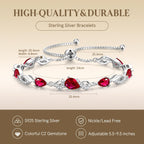 FANCIME July Birthstone Teardrop Ruby Tennis Bracelet for Women, Sterling Silver 9x7mm main Gemstone Bolo Adjustable Chain Bracelet Fine Jewelry Birthday Gifts for Women Mom Wife Her