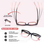 CHOFILORD Progressive Multifocus Reading Glasses for Women Men Blue Light Blocking Spring Hinge Square Computer Readers (4 Pack Mixed B, 1.75, Diopters)
