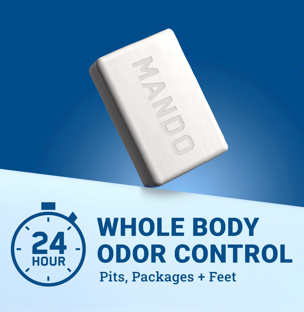 Mando Acidified Cleansing Bar - 24-Hour Odor Control - Removes Odor Better than Soap - Moisturizing Formula - SLS Free, Paraben Free - Safe For Sensitive Skin - Bourbon Leather
