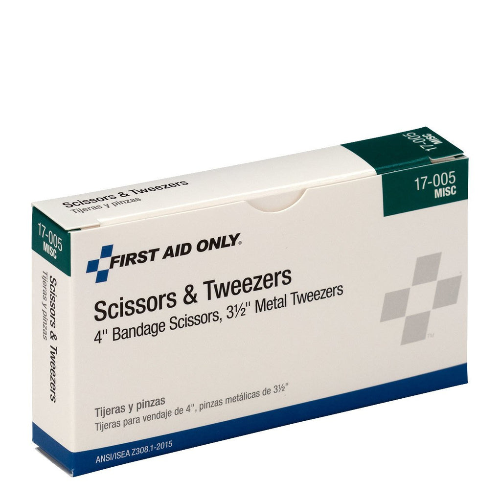First Aid Only 17-005 Bandage Scissors and Forceps Tweezers Set for First Aid and More