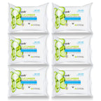 Epielle Cucumber Makeup Remover Wipes, Gentle Daily Facial Cleanser Towelettes, Remove Dirt, Oil & Waterproof Mascara, Stocking Stuffers, 30 Count (Pack of 6)
