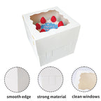 Moretoes 10pcs 8x8x8 Inches Cake Boxes with Window, White Bakery Dessert Boxes, Cajas Pasteles for Cake, Valentine's Day, Mother's Day,Wedding, Birthday, Party