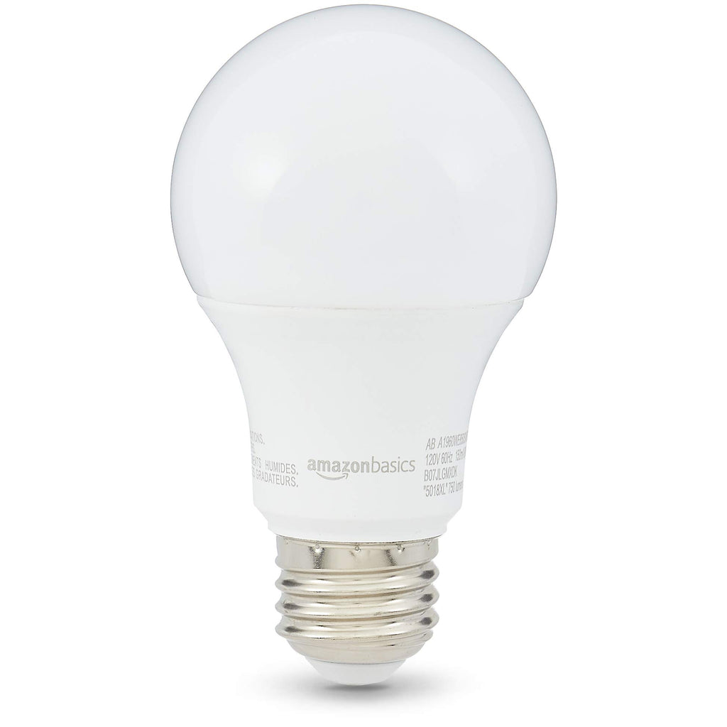 Amazon Basics 60 Watt Equivalent, Soft White, Non-Dimmable, 15,000 Hour Lifetime, A19 LED Light Bulb, 2-Pack