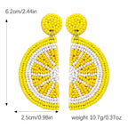 Beaded Yellow Lemon Dangle Earrings for Women, Vibrant Handmade Beads Lemon Fruit Statement Earring for Summer Jewelry Gifts