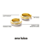 Ana Luisa Asher Huggie Hoop Earrings for Women - Silver & Gold Mixed Metal