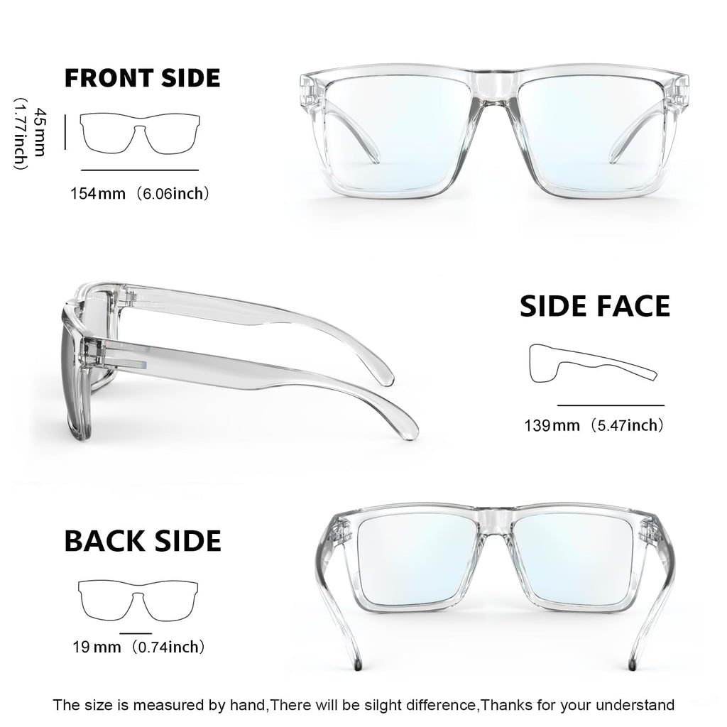 MAXJULI Blue Light Glasses XXL Size Double Extra Large Z87 for Big Wide Heads Men 8228 (Clear)