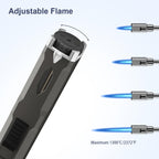 TONYFUL Butane Lighter Long Torch Lighter, Refillable Lighters with Visual Fuel Window, Adjustable Flame Windproof Lighter for Candle, Camping, Fireplace, BBQ(Fuel Not Included)