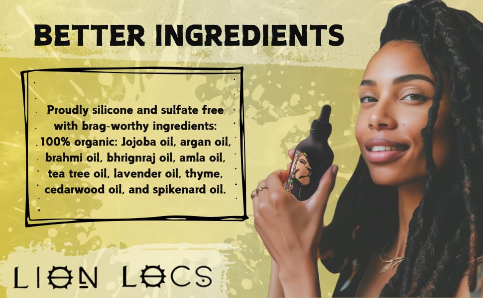 Lion Hair Growth Oil and Scalp Relaxer | Light Styling for Dreadlocks, Braidlocks, Braids, Faux Locs, Crochet Locs, Boho Locs, or Sisterlocks (4oz)