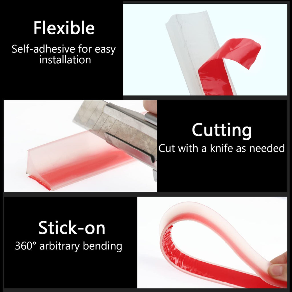 New Collapsible Shower Threshold Water Dam, Self Adhesive Silicone Waterproof Barrier Bathroom and Kitchen Water Strip Dam Shower Guard for Dry And Wet Separation Caulk Seal Strip Edge Trim(TM)