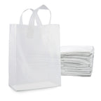 Prime Line Packaging Plastic Gift Bags, Frosted Gift Bags with Handles for Small Business, Shopping, Boutique Supply, Retail Store Use, Bulk, 10x5x13, 50 Pack