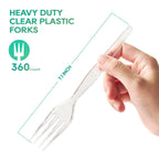 FOCUSLINE 360 Count Clear Plastic Forks Heavy Duty, Solid and Durable Premium Disposable Forks Bulk, Suitable for Catering, Parties, Events and Everyday Use