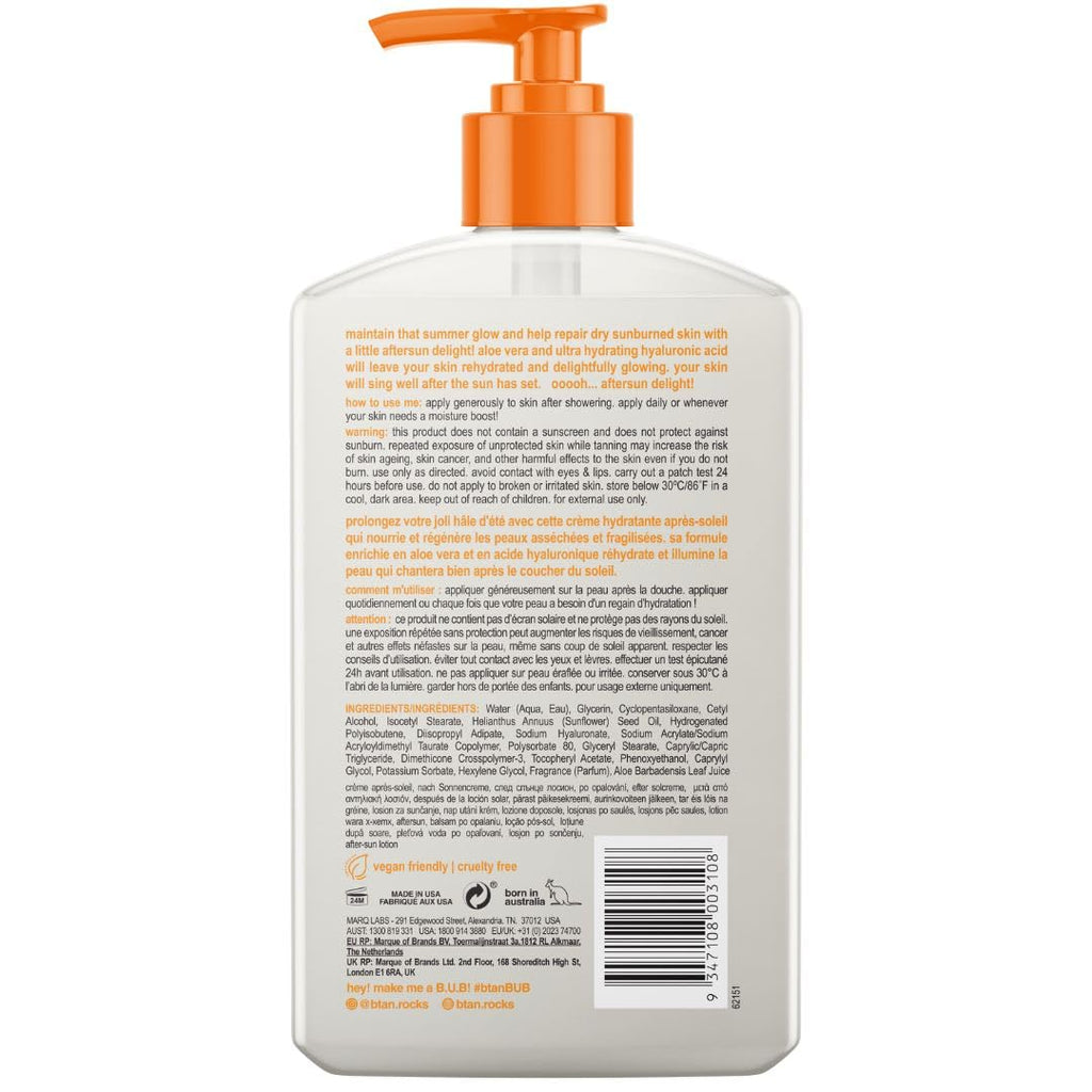 B.TAN After Sun Lotion | Ooooh Aftersun Delight - Aloe Vera & Hyaluronic Acid, Sun Burn Pure Skin Relief, Moisturizing, Soothing, Face & Body Cream, 16 Fl oz