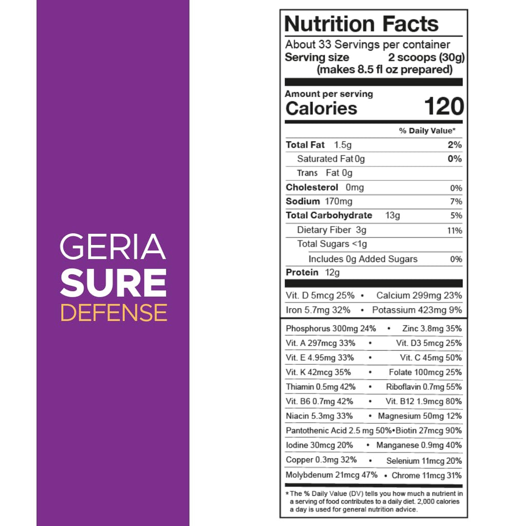 Geriasure High Protein Nutritional Shake Powder for Seniors, Daily Nutrition & Immune Support, Gluten Free, Vanilla, 1000g