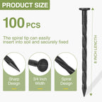 100Pack Plastic Landscape Edging Spikes, 8 Inch Spiral Landscape Anchoring Spikes，Landscape Spikes for Garden Lawn Yard, Paver Edging, Weed Barrier, Artificial Turf & More