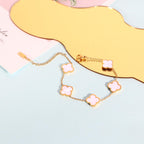 WSupikio 3PC Clover Bracelets Set 18k Gold Plated Lucky Clover Bracelet Women Adjustable Link Bracelets Cute Gold Jewelry (Gold)
