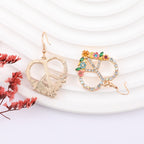 Peace Sign Earrings, 70s Hippie Earrings, Boho Heart Flower Diamond Drop Earrings for Women, Zirconia Love Heart Pendant Dangle Peace Earring, Rose Gold Chain Birthday Valentines Day Jewelry Gifts