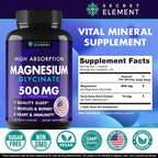 Magnesium Glycinate 500MG Capsules, Magnesium Supplement for Adults & Kids with Kava Kava, High Absorption, Vegan & Non-GMO, 120 Capsules, Pack of 2