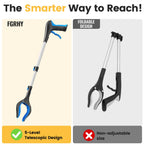 FGRHY Telescopic Grabber Reacher Tool, 5-Level Adjustable (23'' to 41'') - Extendable Gripper and Reaching Tool - Heavy Duty Pick Up Stick Grabbers for Elderly, Surgery Recovery Must Haves (Blue-2pc)