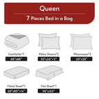 MUXHOMO Queen Comforter Set 7 Pieces, Reversible Bed in a Bag, Red/Black