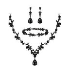 BriLove Wedding Jewelry Set for Women Bride, Y-Necklace Tennis Bracelet Dangle Earrings Set Crystal Teardrop Marquise Cluster Jewelry for Bridal Bridesmaid Black Black-Tone