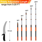 LAANPOLE 26FT Pole Saw, Telescoping Tree Trimmer with 5-20FT Extension Pole, Manual Branches Pruner for Backyard, Orange