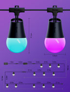 Govee Smart Outdoor String Lights 2, 96ft RGBIC Outdoor Lights with Dimmable Warm White LED Bulbs, 47 Scene Modes for Patio, Backyard, IP65 Waterproof, Compatible with Alexa, App Control
