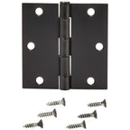 Amazon Basics Interior Door Hinges, Square, 3.5 x 3.5 Inch, Matte Black, Pack of 12