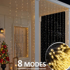 Solhice LED Curtain Lights Outdoor 20ft x10ft, 600 LED Plug in Hanging String Lights Indoor Bedroom, Twinkle Light Backdrop for Outside Wedding Decor, Warm White (Not Connectable)