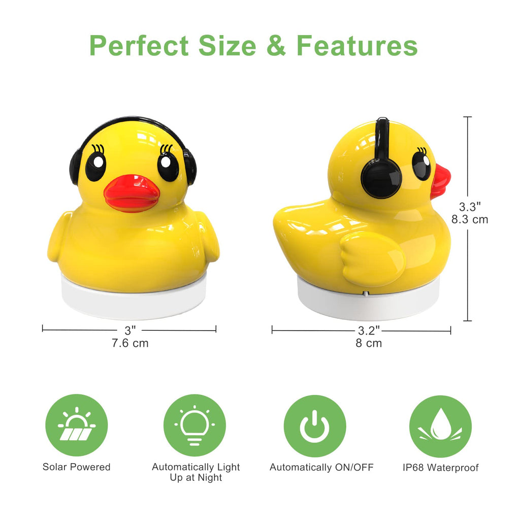 Goallim Solar Floating Pool Lights, 3" Duck Floating Pool Lights Solar Powered, IP68 Waterproof Glow in the Dark Pools Light that Float for Patio, Pond, Spa, Hot tub, Garden Party Decor - 4PCS