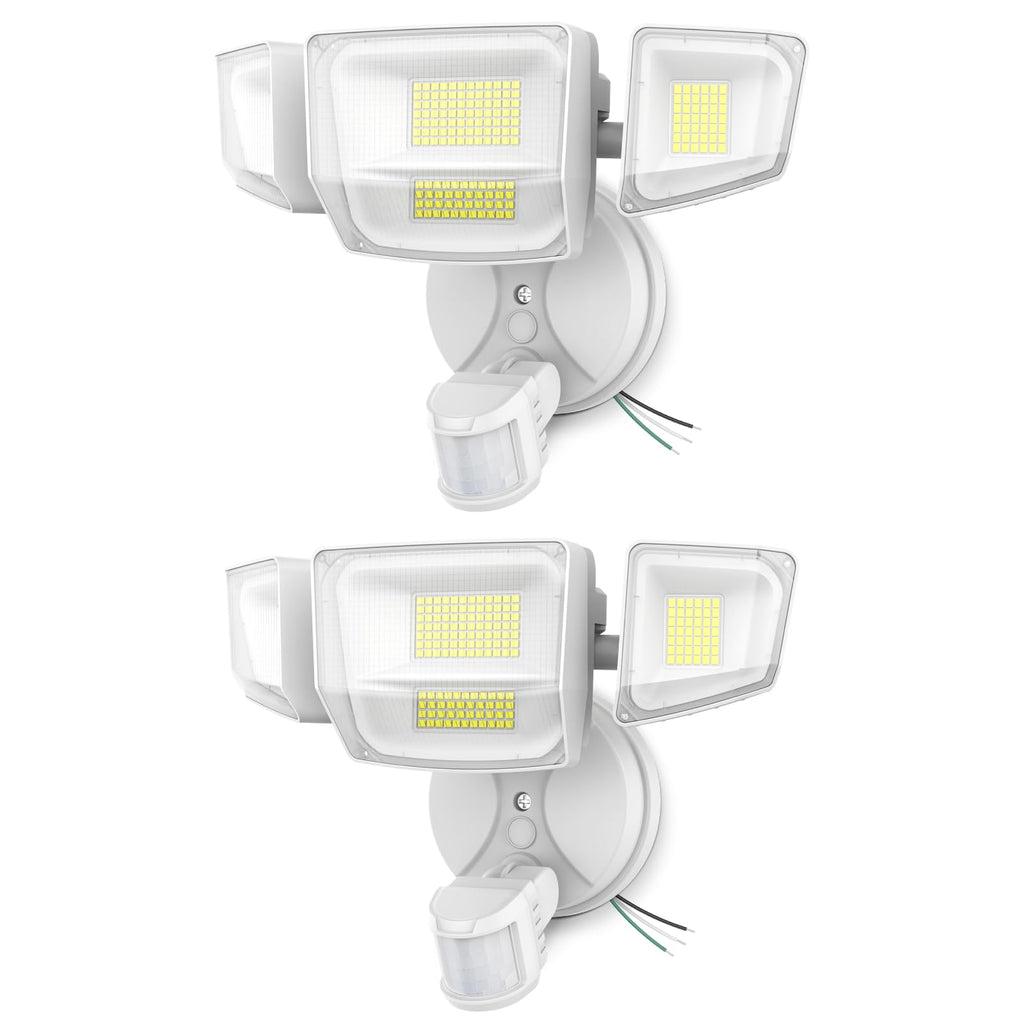 Onforu 90W 10000LM LED Motion Sensor Outdoor Lights, 4-Head Dusk to Dawn Outdoor Lighting, 2 Pack Hardwired Flood Lights, IP66 Waterproof 6500K Security Floodlight for Outside (White)