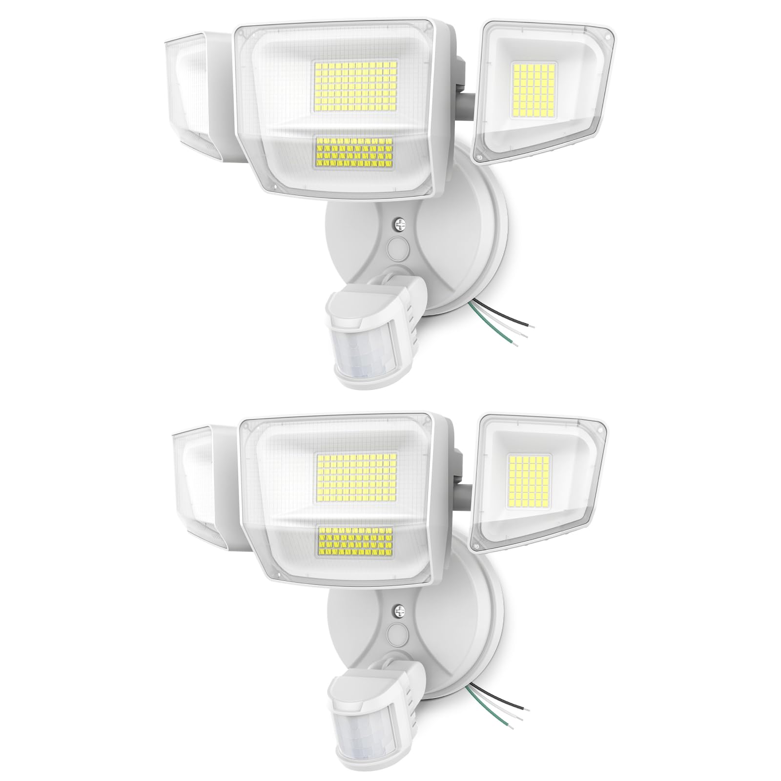 Onforu 90W 10000LM LED Motion Sensor Outdoor Lights, 4-Head Dusk to Dawn Outdoor Lighting, 2 Pack Hardwired Flood Lights, IP66 Waterproof 6500K Security Floodlight for Outside (White)