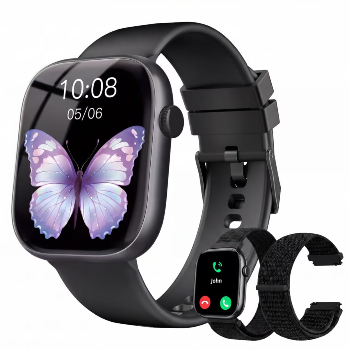 Smart Watch for Women Men, Answer/Make Call, 1.83"HD Touchscreen, 2 Bands