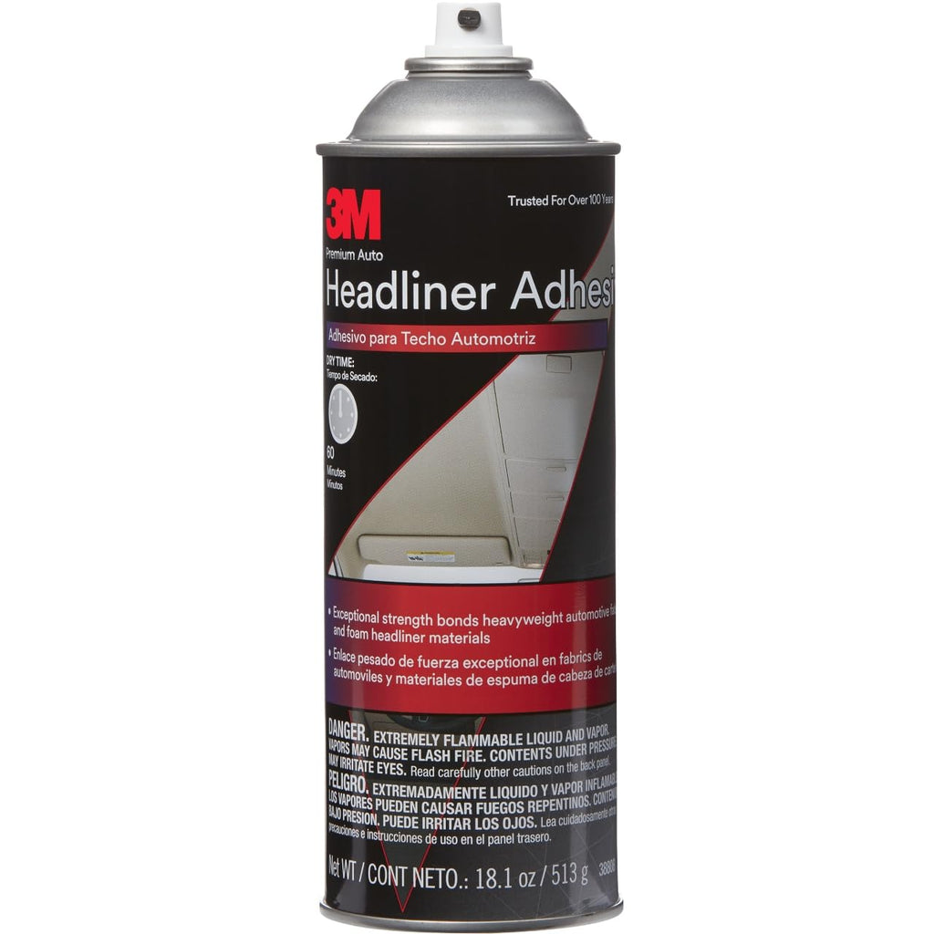 3M Headliner & Fabric Adhesive Spray (18.1 oz Aerosol, 4-Pack) – High Strength Automotive & Upholstery Glue for Fabric, Foam, Metal, Plastic – Heat Resistant, Fast Dry, Clear Finish